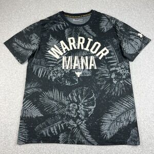 Under Armour Project Rock‎ Shirt Mens XL Floral Heatgear Warrior Mana UA Black